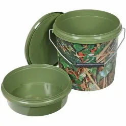 5 Litre Ivy Camo Plastic Bait Bucket With Tray